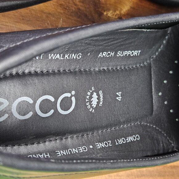 Ecco Mens Classic Moc Loafers Size 44 10 Black Leather Moc Driving Shoes Slip On main image 6